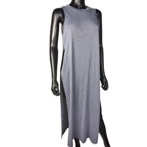 PoofRibbed Knit Maxi Dress Sleeveless Tank Style Side Slit Casual Comfy‎